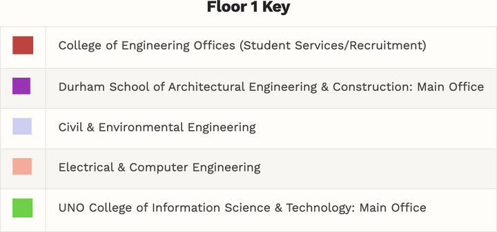 Peter Kiewit Institute (Scott Campus) Floorplan Key