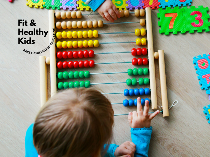 Children using a bead counter