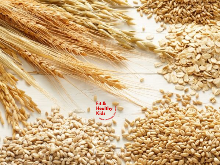 Wheat grains on a table